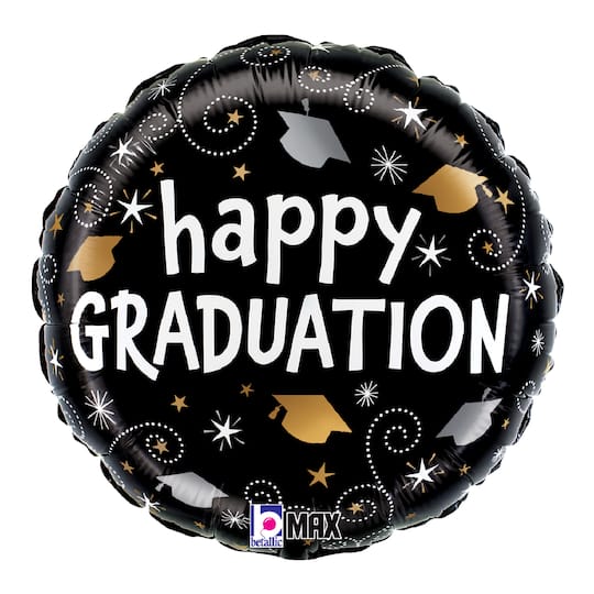 18" Graduation Swirls MAX Float Round Foil Balloon